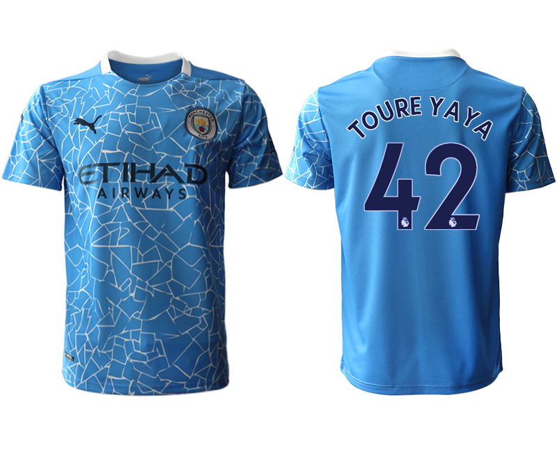 Men 2020-2021 club Manchester City home aaa version #42 blue Soccer Jerseys
